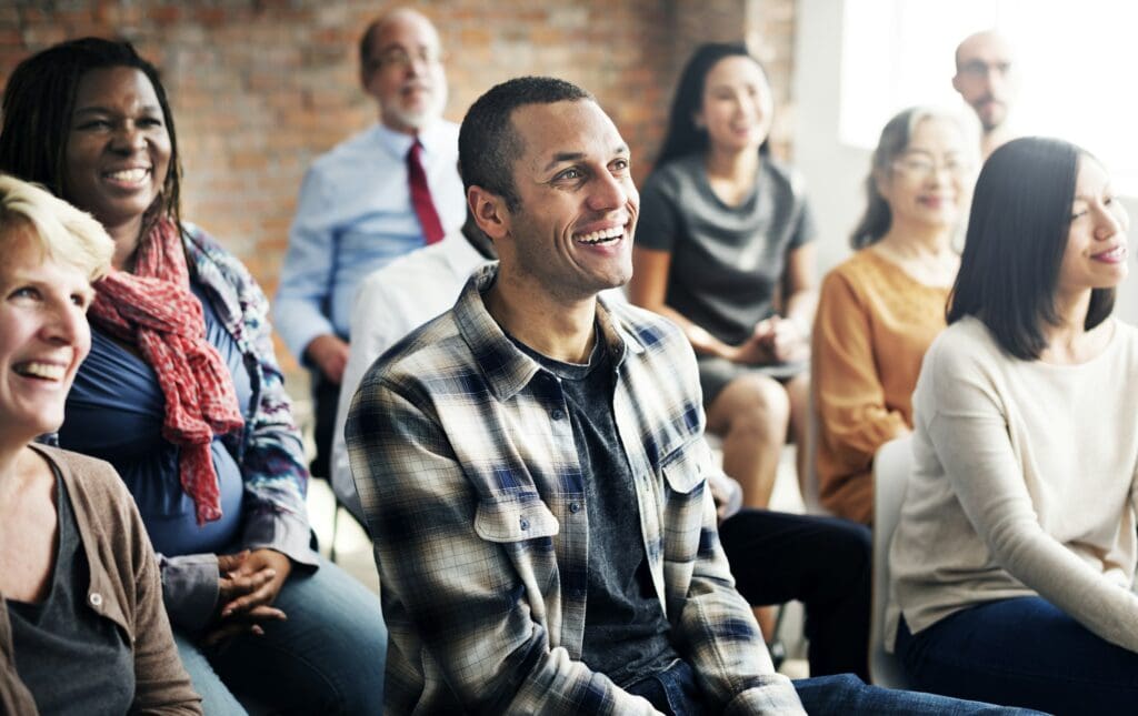 Diverse and cheerful audience